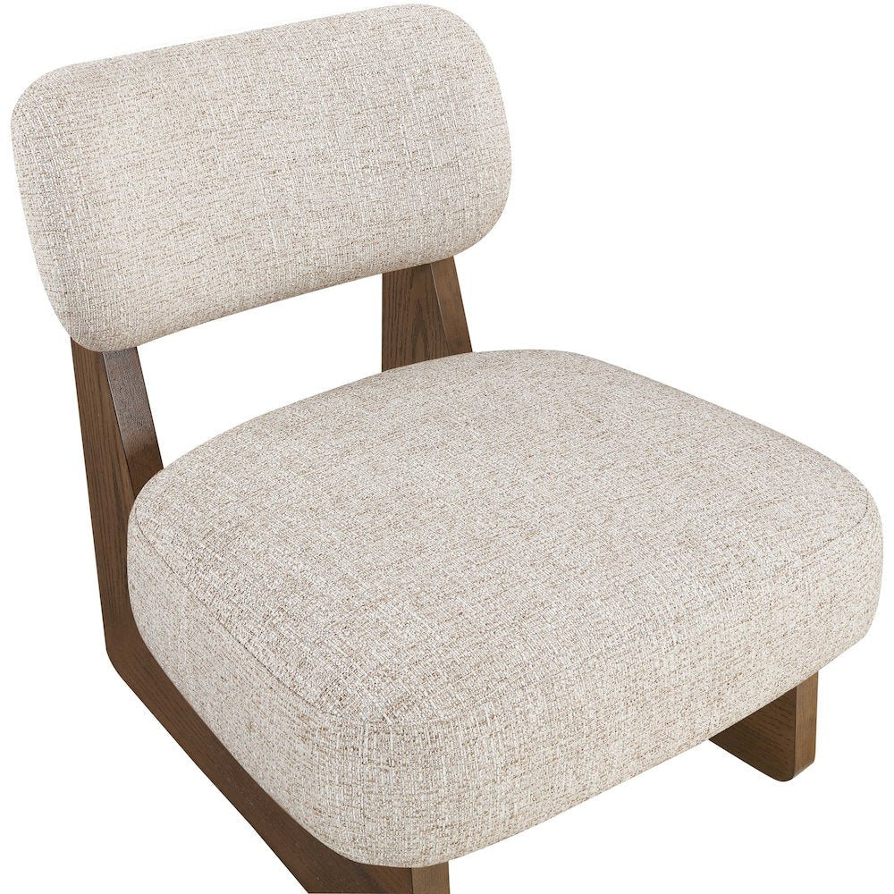 Vetra Beige Linen Textured Fabric Upholstered Accent Chair