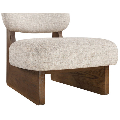 Vetra Beige Linen Textured Fabric Upholstered Accent Chair