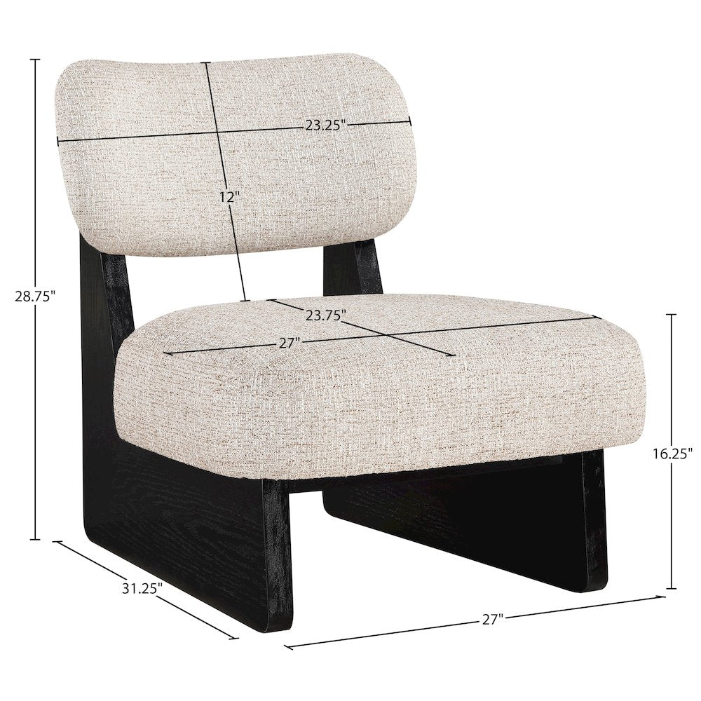 Vetra Beige Linen Textured Fabric Upholstered Accent Chair