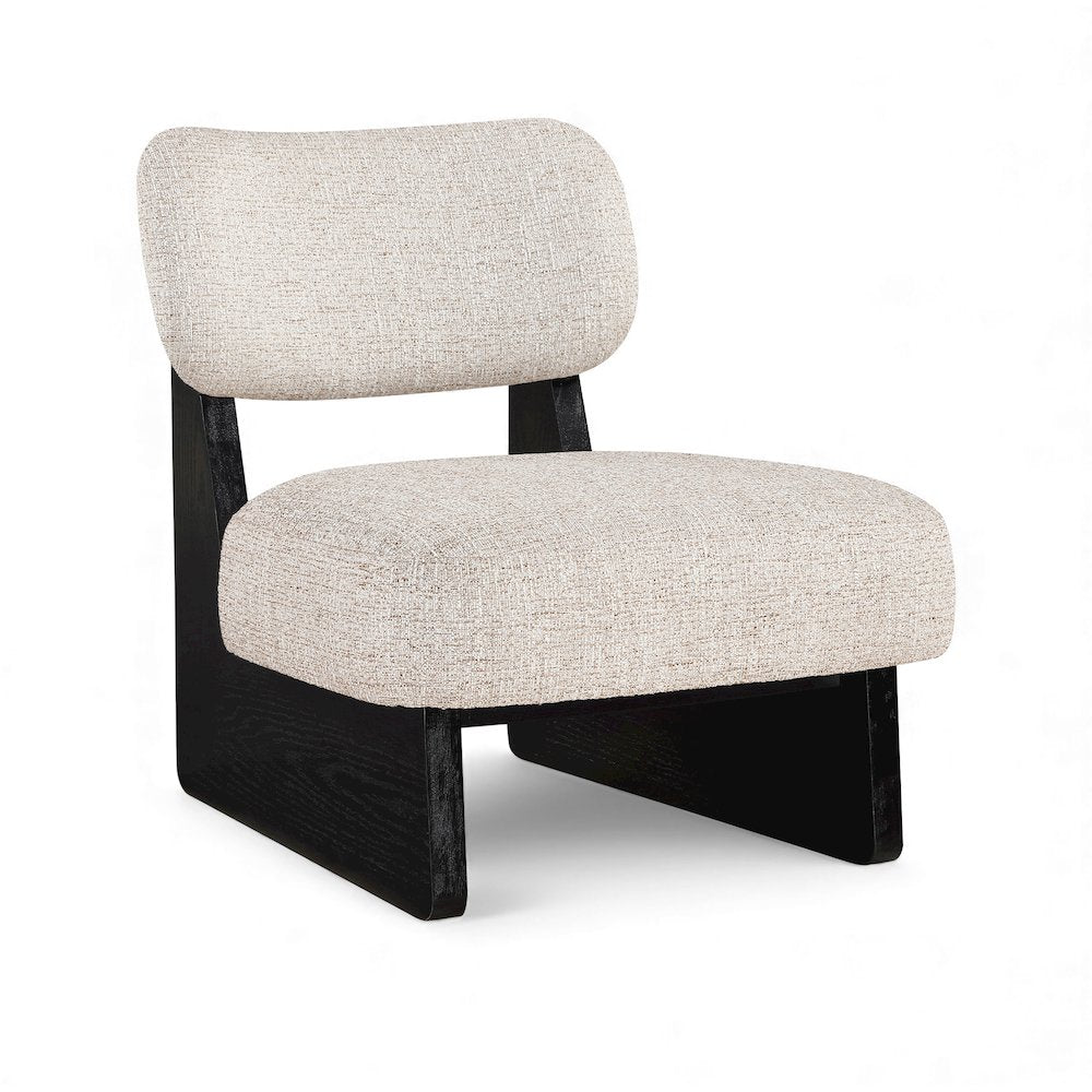 Vetra Beige Linen Textured Fabric Upholstered Accent Chair