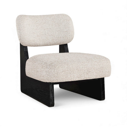 Vetra Beige Linen Textured Fabric Upholstered Accent Chair