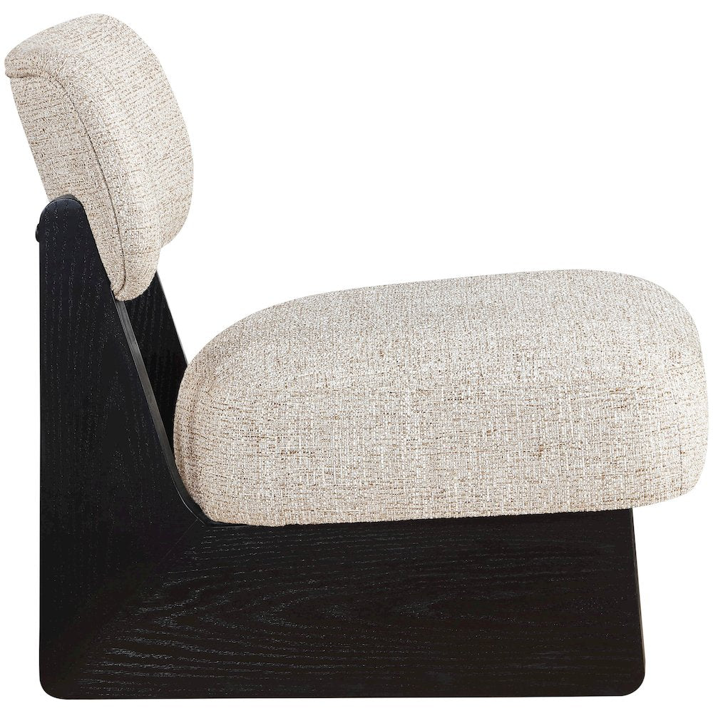Vetra Beige Linen Textured Fabric Upholstered Accent Chair