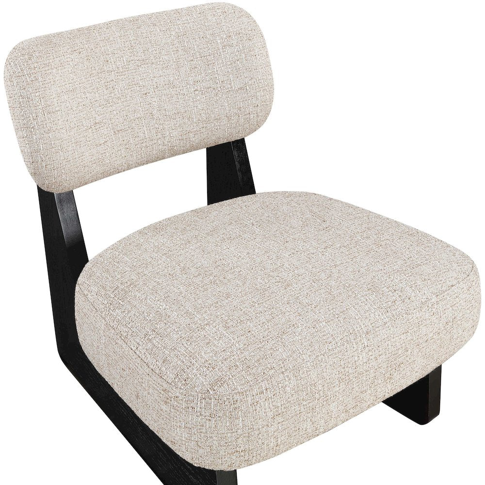 Vetra Beige Linen Textured Fabric Upholstered Accent Chair