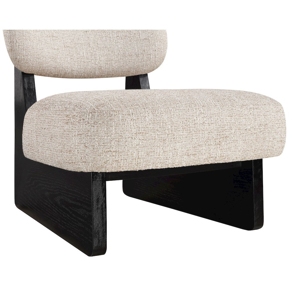 Vetra Beige Linen Textured Fabric Upholstered Accent Chair