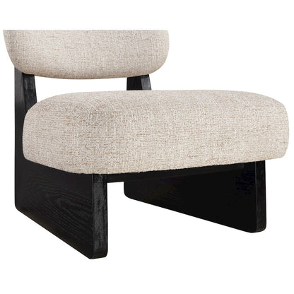 Vetra Beige Linen Textured Fabric Upholstered Accent Chair