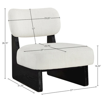 Vetra Cream Linen Textured Fabric Upholstered Accent Chair