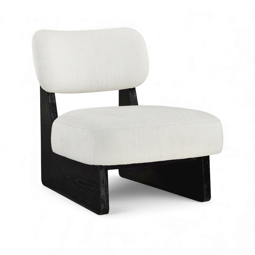 Vetra Cream Linen Textured Fabric Upholstered Accent Chair