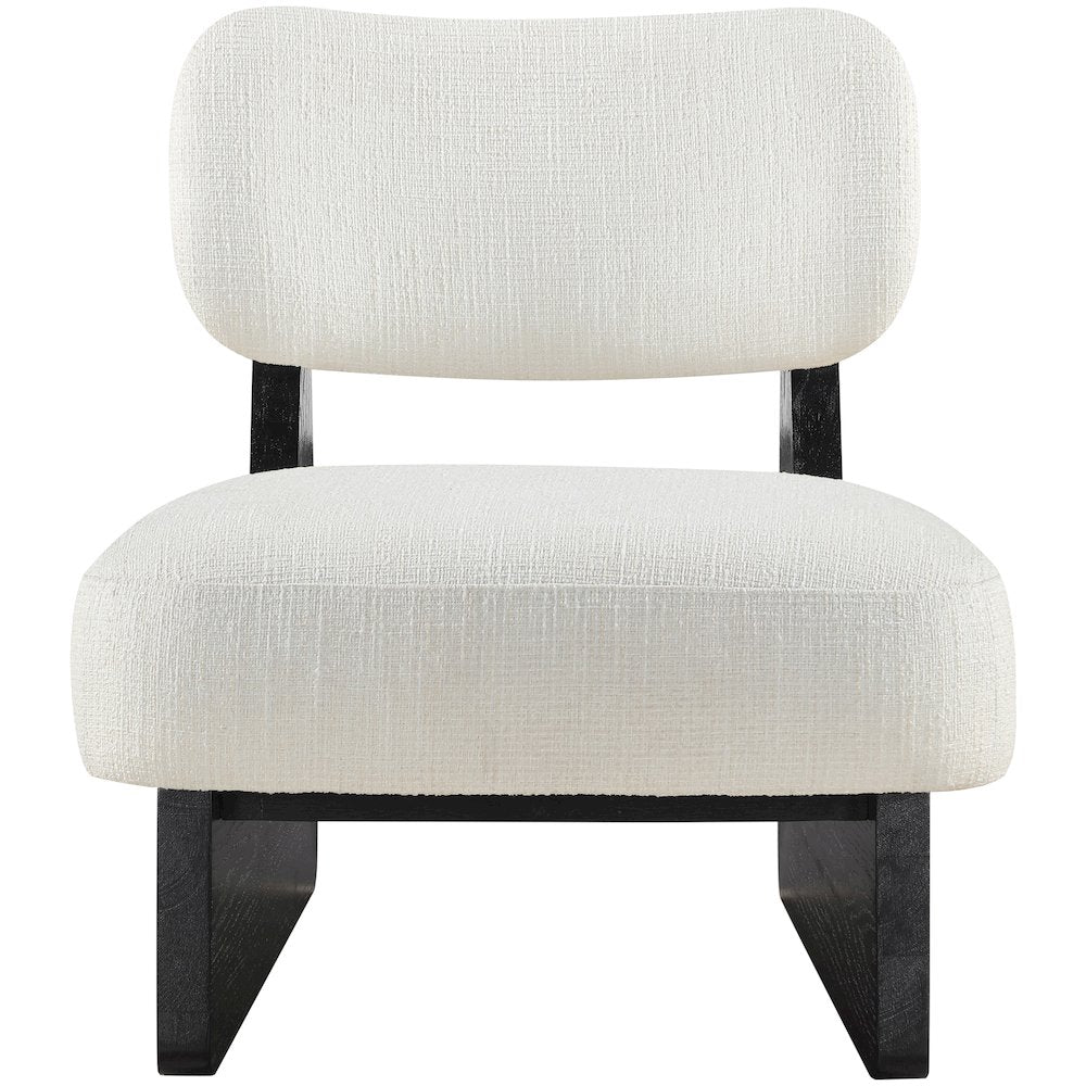 Vetra Cream Linen Textured Fabric Upholstered Accent Chair