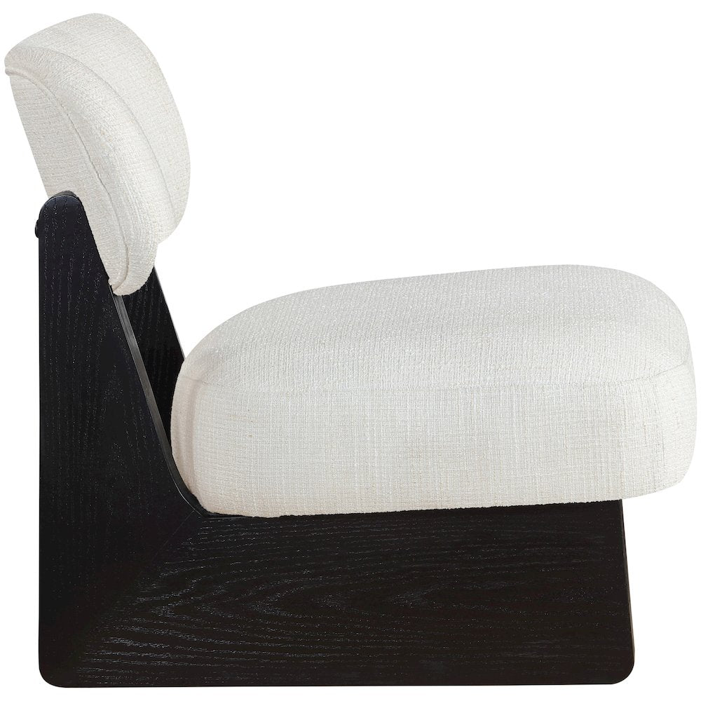 Vetra Cream Linen Textured Fabric Upholstered Accent Chair
