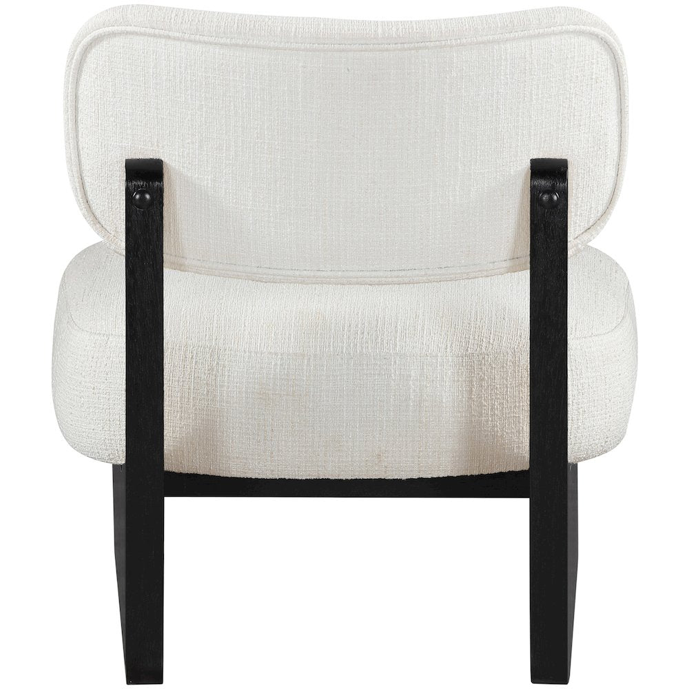 Vetra Cream Linen Textured Fabric Upholstered Accent Chair