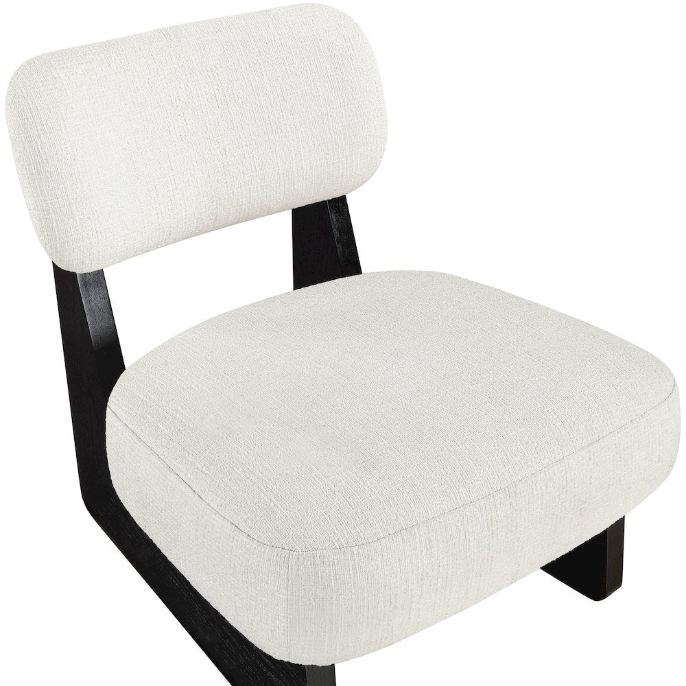 Vetra Cream Linen Textured Fabric Upholstered Accent Chair