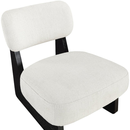 Vetra Cream Linen Textured Fabric Upholstered Accent Chair