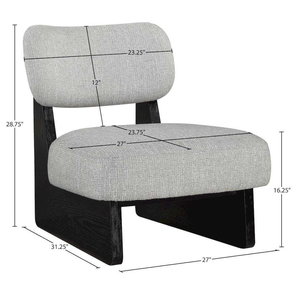 Vetra Grey Linen Textured Fabric Upholstered Accent Chair