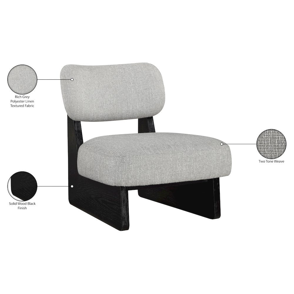 Vetra Grey Linen Textured Fabric Upholstered Accent Chair