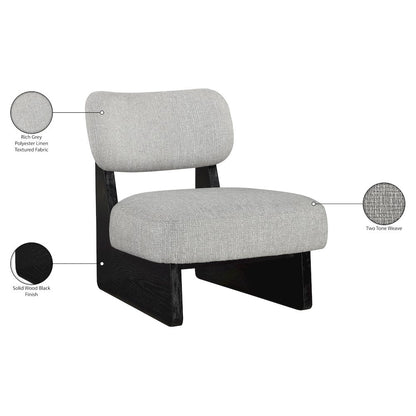 Vetra Grey Linen Textured Fabric Upholstered Accent Chair