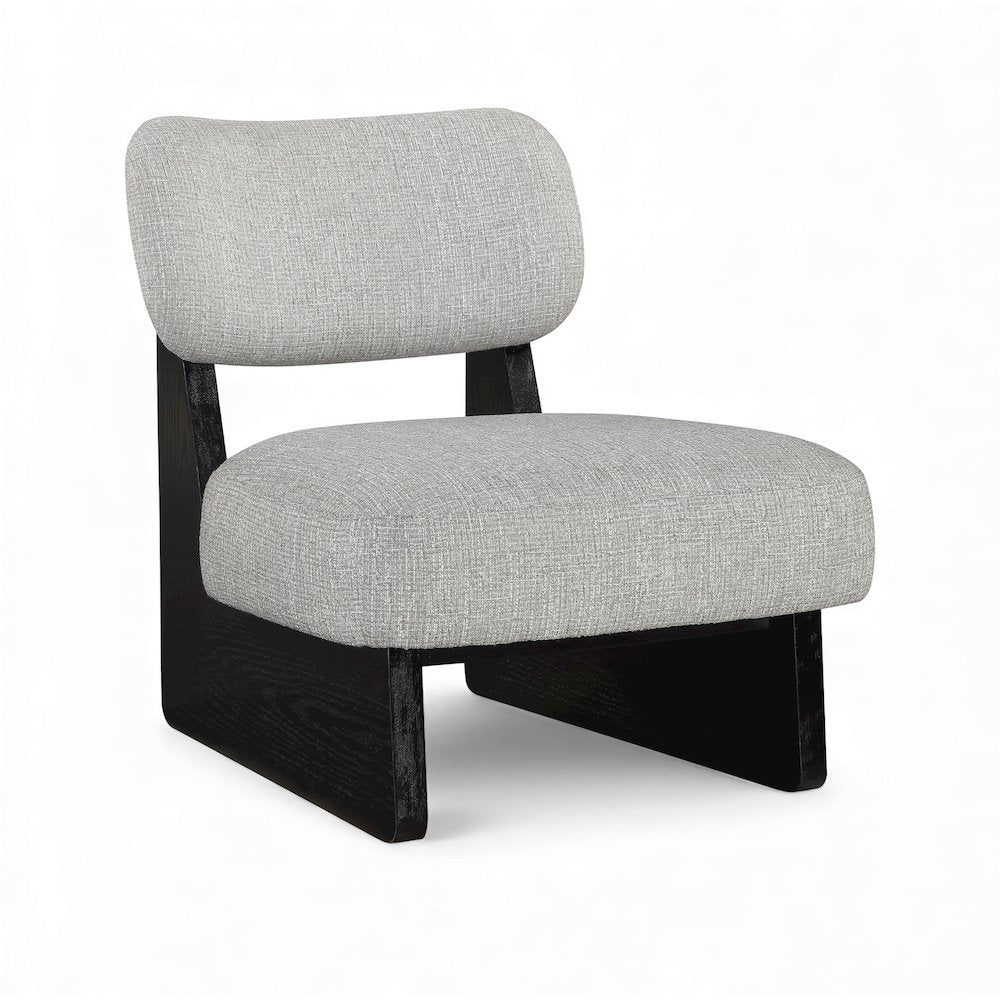 Vetra Grey Linen Textured Fabric Upholstered Accent Chair