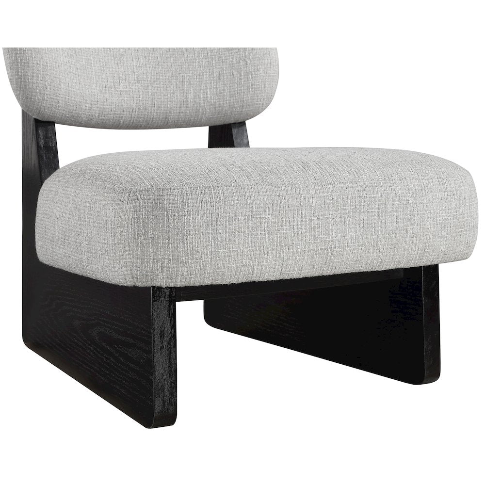 Vetra Grey Linen Textured Fabric Upholstered Accent Chair