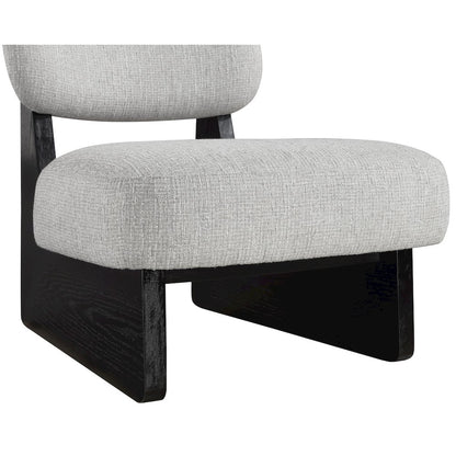 Vetra Grey Linen Textured Fabric Upholstered Accent Chair