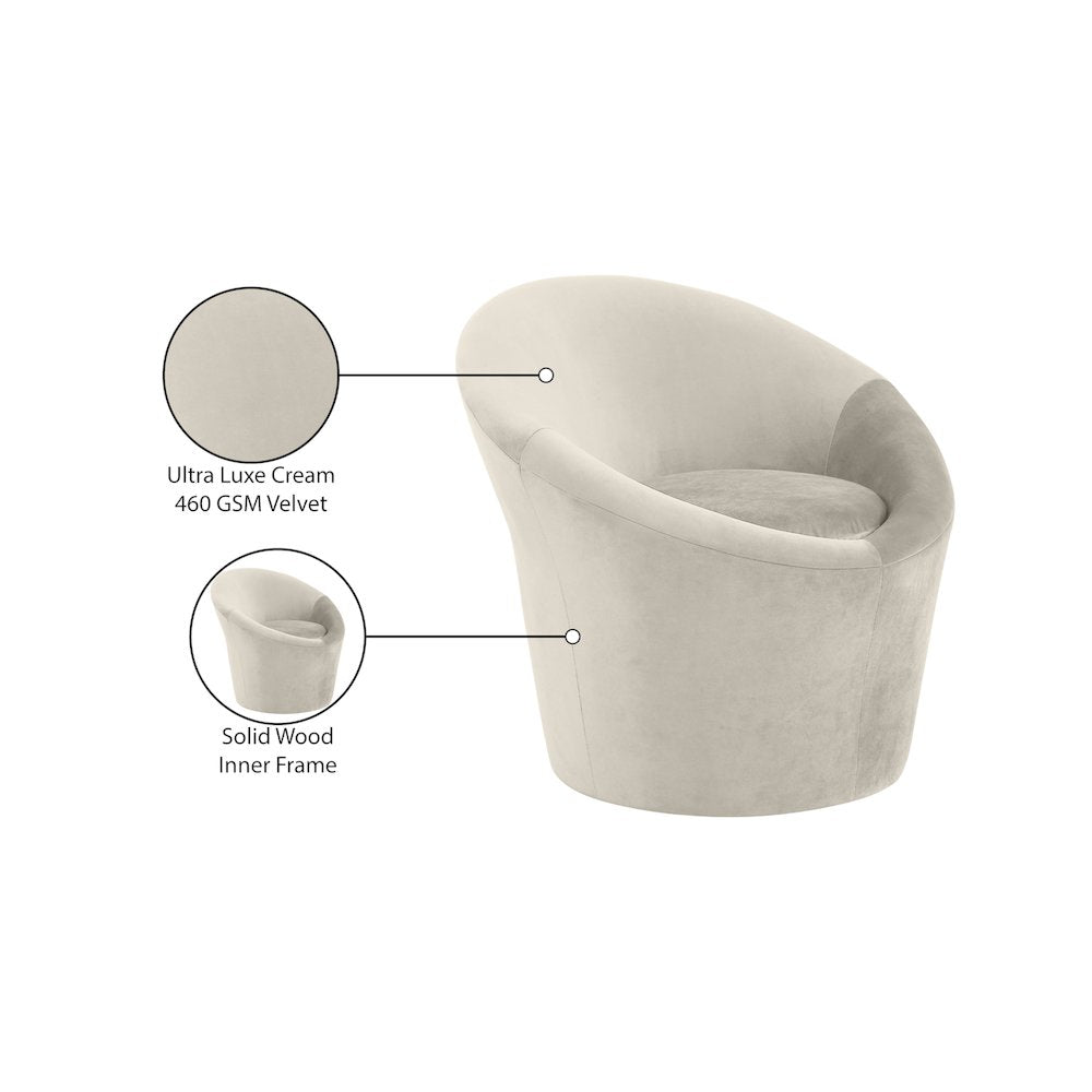 Tristan Cream Velvet Accent Chair