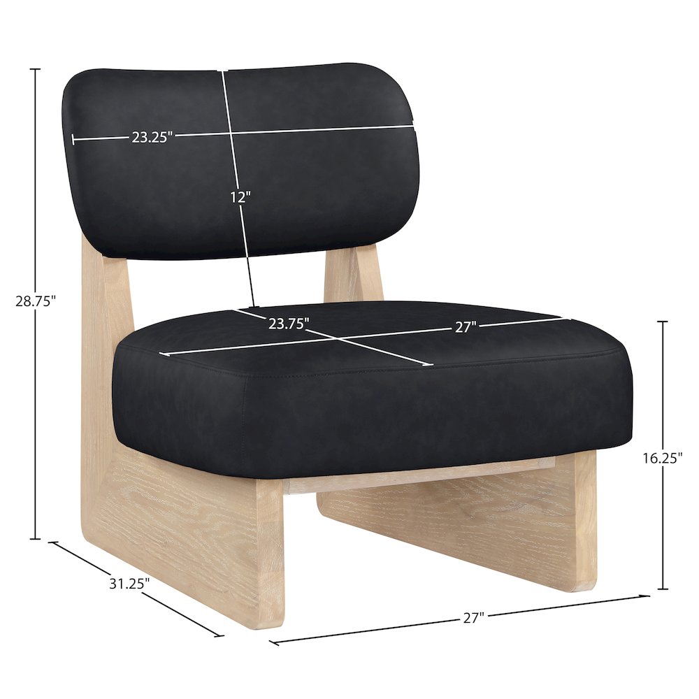 Vetra Black Vegan Leather Upholstered Accent Chair