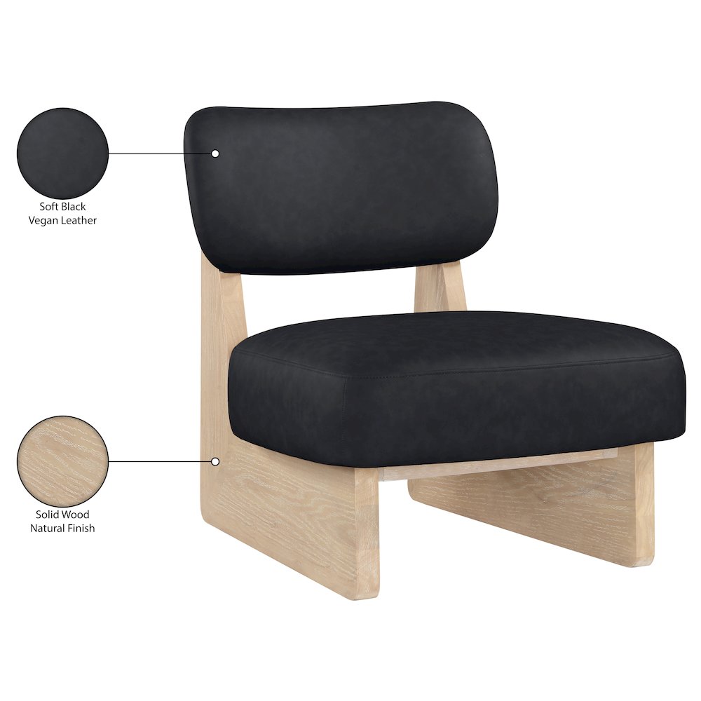 Vetra Black Vegan Leather Upholstered Accent Chair