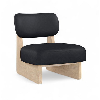 Vetra Black Vegan Leather Upholstered Accent Chair