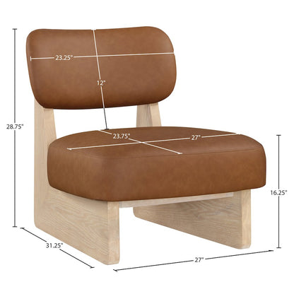 Vetra Cognac Vegan Leather Upholstered Accent Chair