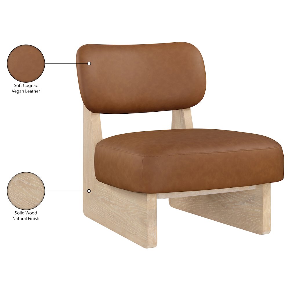 Vetra Cognac Vegan Leather Upholstered Accent Chair