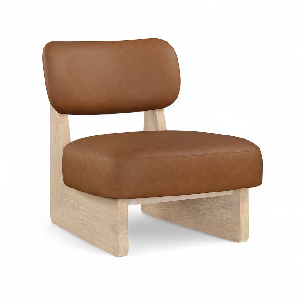 Vetra Cognac Vegan Leather Upholstered Accent Chair