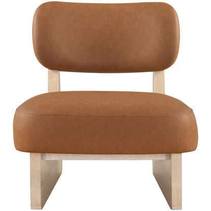Vetra Cognac Vegan Leather Upholstered Accent Chair