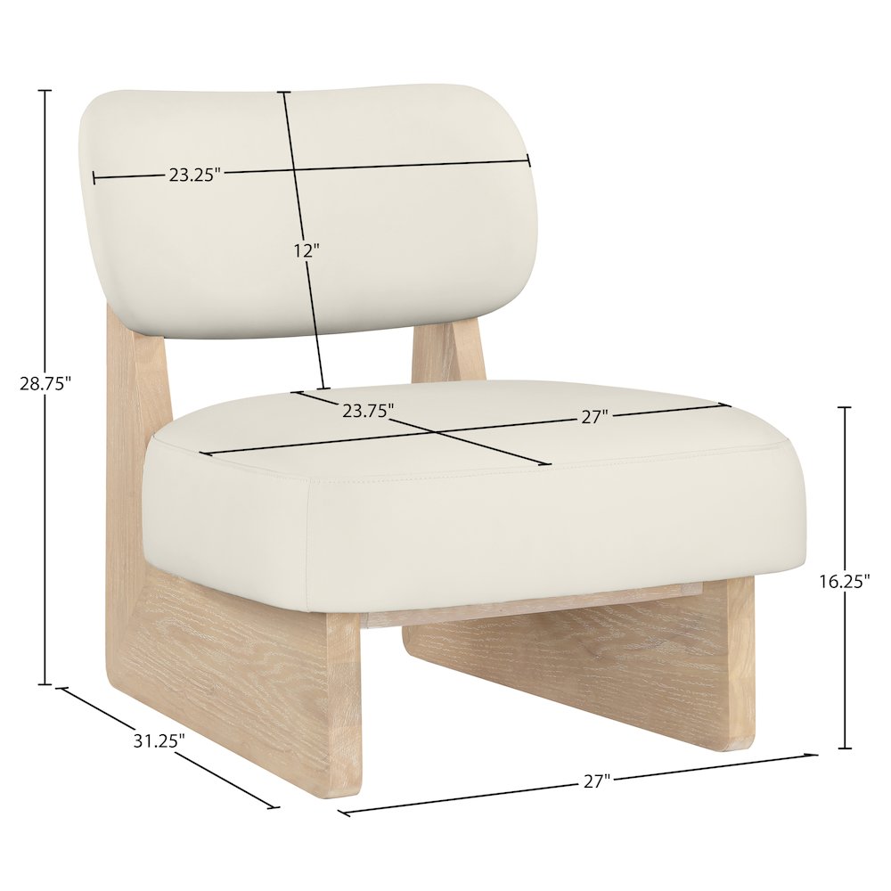 Vetra Cream Vegan Leather Upholstered Accent Chair