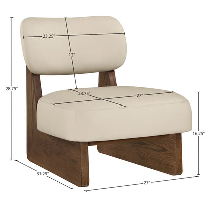 Vetra Beige Vegan Leather Upholstered Accent Chair