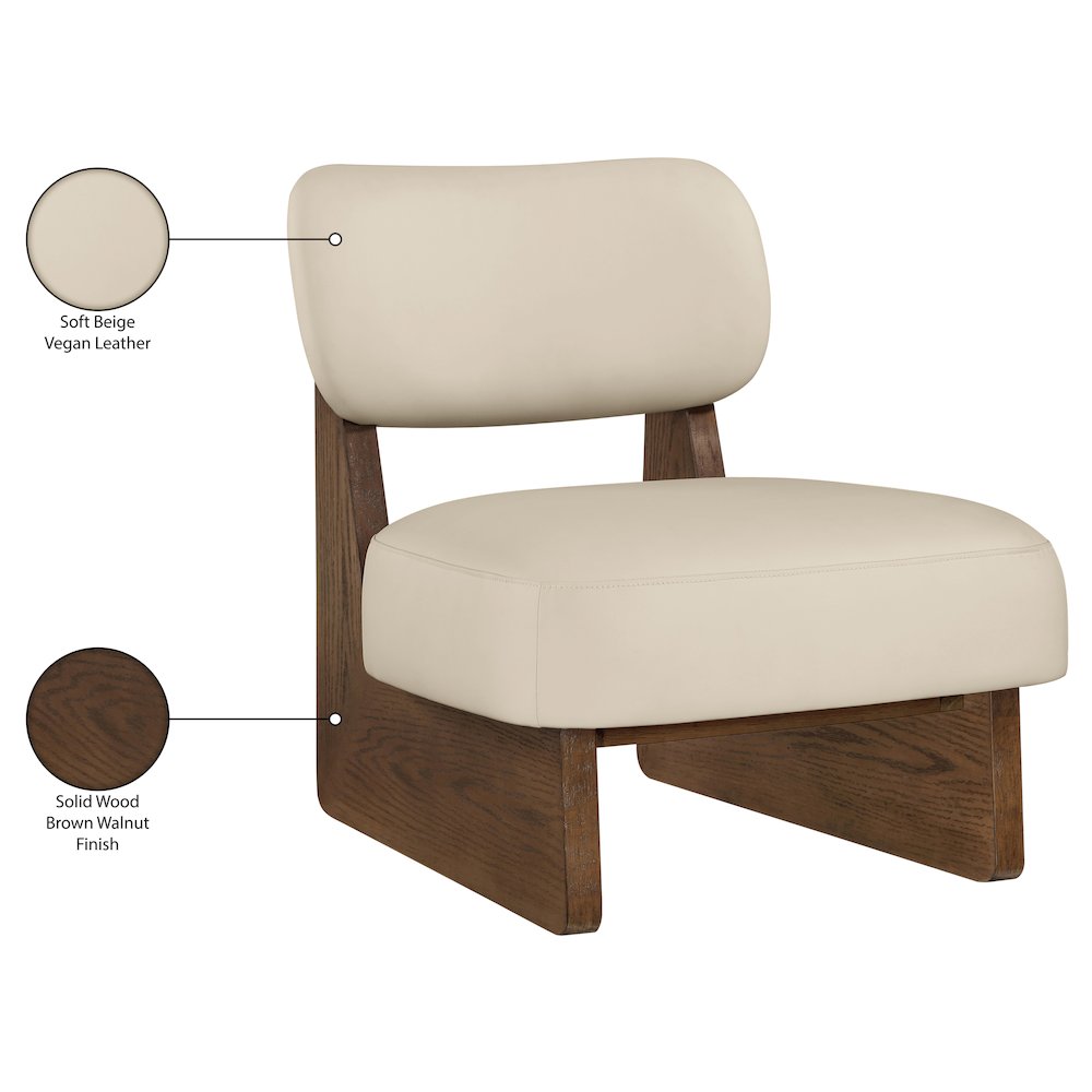 Vetra Beige Vegan Leather Upholstered Accent Chair