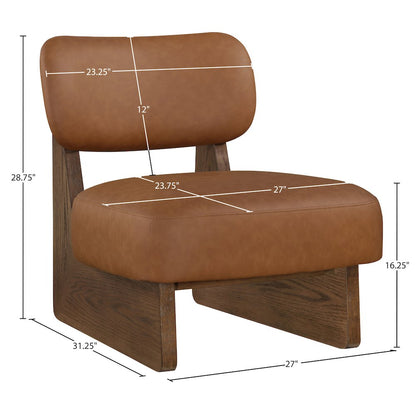 Vetra Cognac Vegan Leather Upholstered Accent Chair
