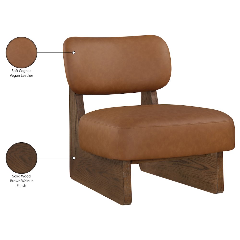 Vetra Cognac Vegan Leather Upholstered Accent Chair
