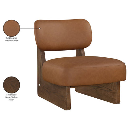Vetra Cognac Vegan Leather Upholstered Accent Chair