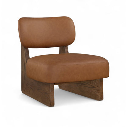 Vetra Cognac Vegan Leather Upholstered Accent Chair