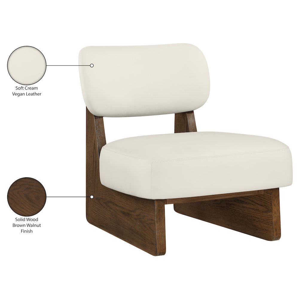 Vetra Cream Vegan Leather Upholstered Accent Chair