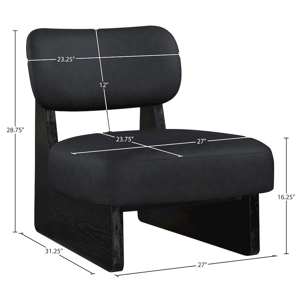 Vetra Black Vegan Leather Upholstered Accent Chair