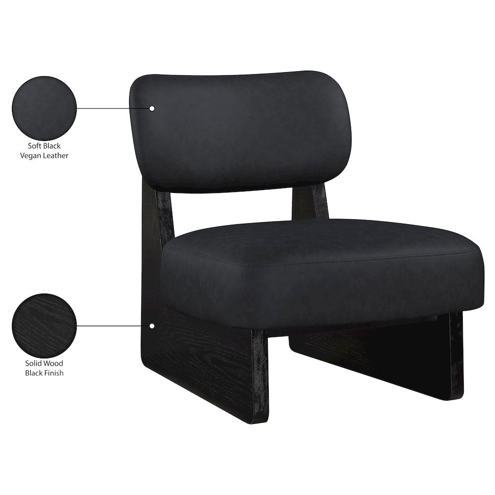 Vetra Black Vegan Leather Upholstered Accent Chair