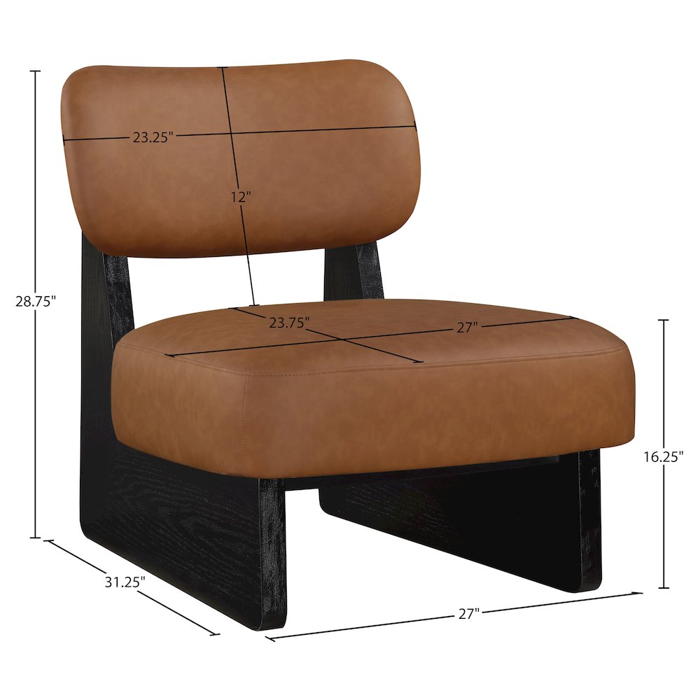 Vetra Cognac Vegan Leather Upholstered Accent Chair