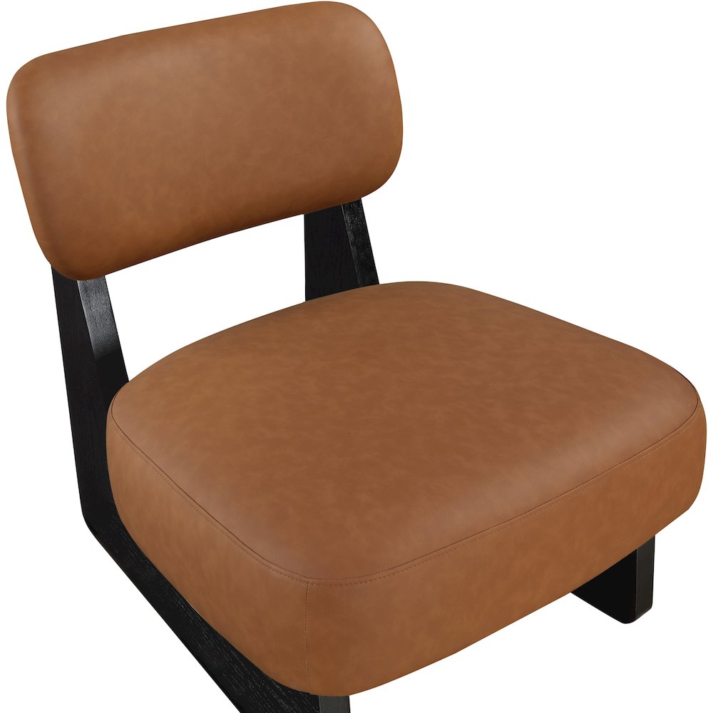Vetra Cognac Vegan Leather Upholstered Accent Chair