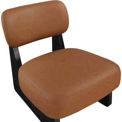Vetra Cognac Vegan Leather Upholstered Accent Chair