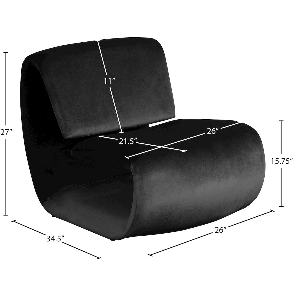 Nouveau Black Velvet Accent Chair