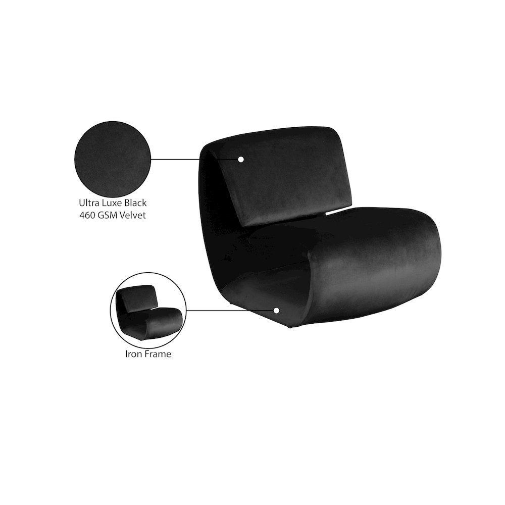 Nouveau Black Velvet Accent Chair