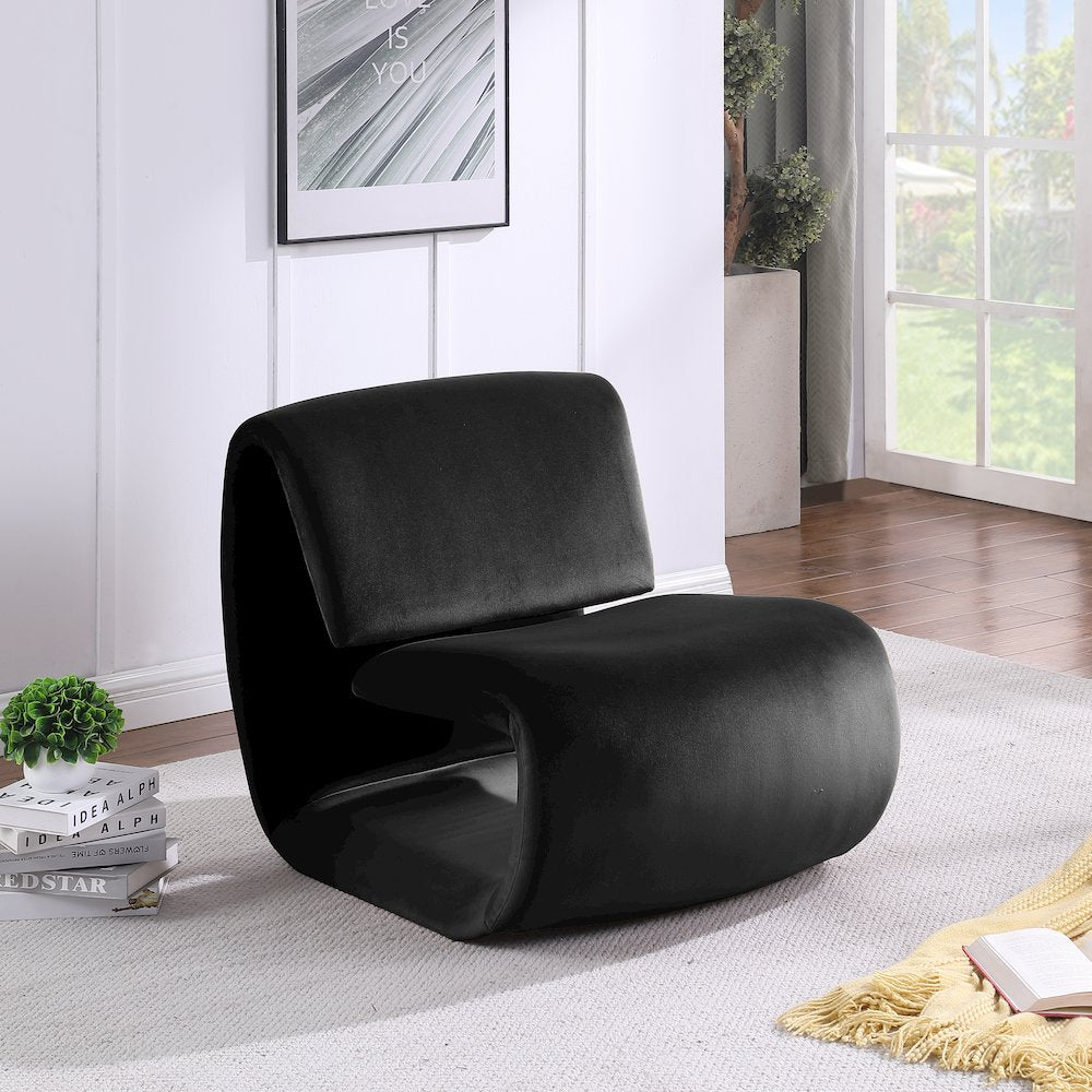Nouveau Black Velvet Accent Chair