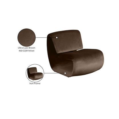 Nouveau Brown Velvet Accent Chair