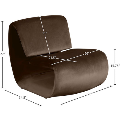 Nouveau Brown Velvet Accent Chair