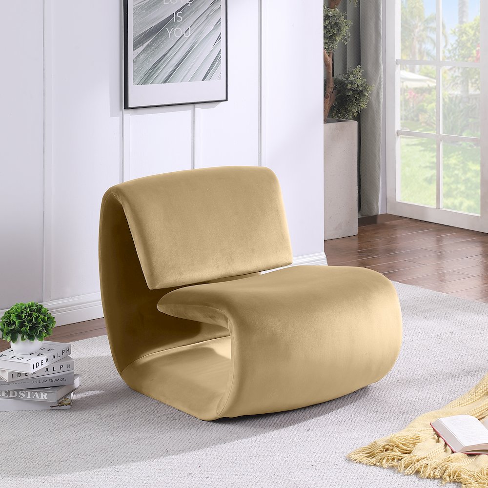 Nouveau Camel Velvet Accent Chair