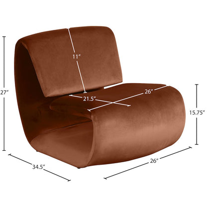 Nouveau Cognac Velvet Accent Chair